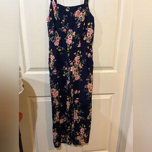 Old Navy Floral Navy Blue Jumpsuit